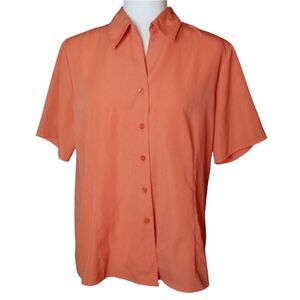 Apparenza Collared Short Sleeve Blouse Orange Large